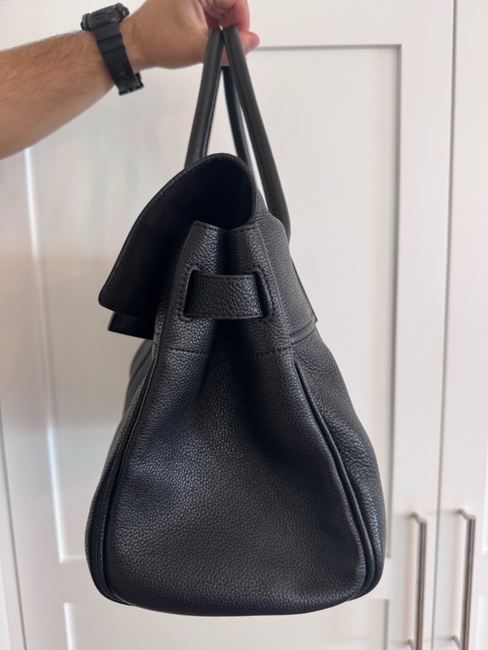 Mulberry Bayswater, Black Pebbled Leather Bag with Gold Hardware - Picture 7 of 12